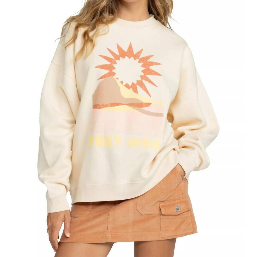NEW ROXY lineup oversized crew sweatshirt in parchment - Picture 1 of 4